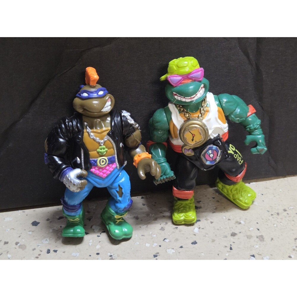VINTAGE TMNT FIGURE ROCKIN Mike And Don Lot TURTLE PLAYMATES 1991